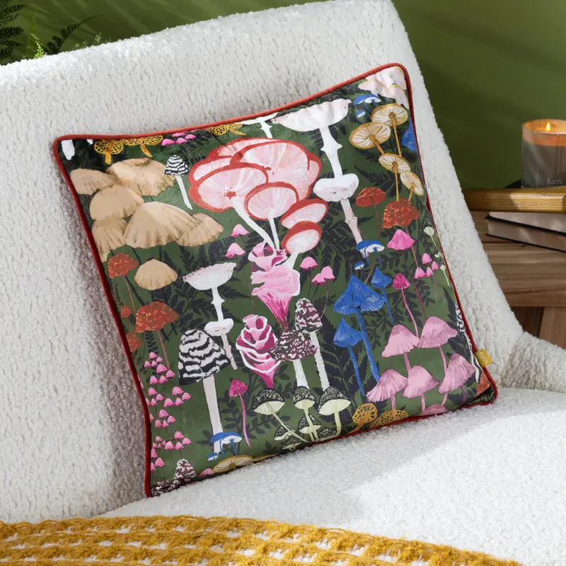 Amanita Mushroom Cushion Green 1
