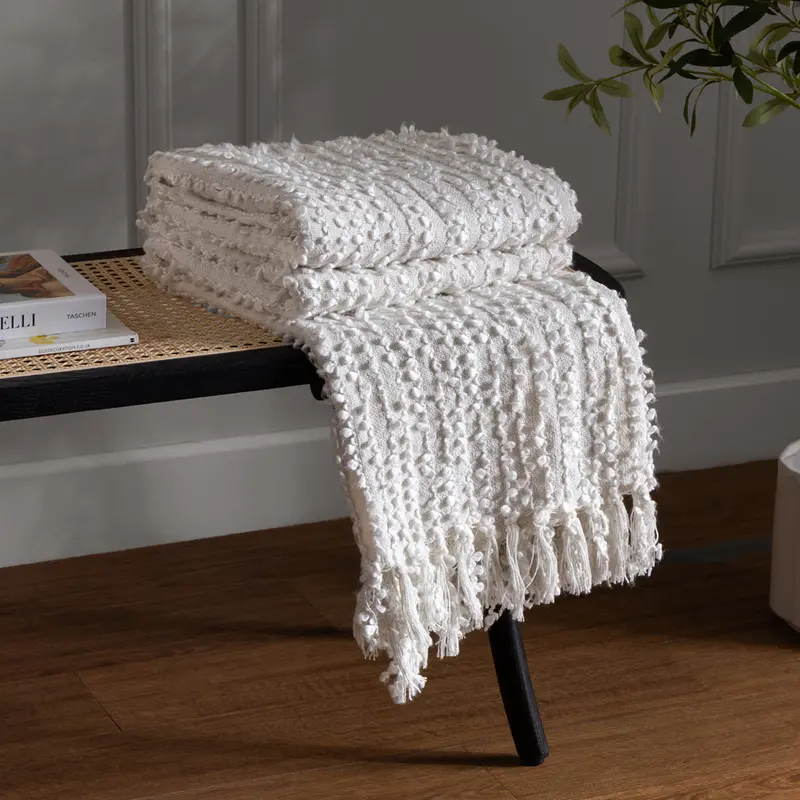 Arvo Woven Tasselled Throw Natural 1
