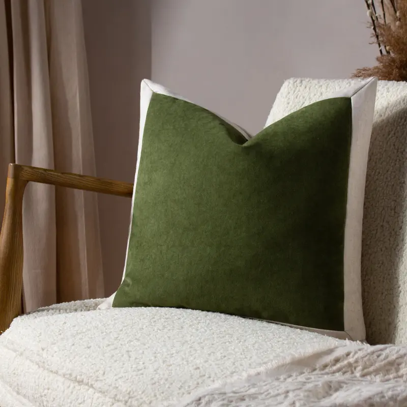 Auden Linen Velvet Cushion Olive Oil 1