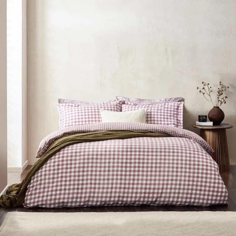 Barton Gingham Check Duvet Cover Set Berry 1
