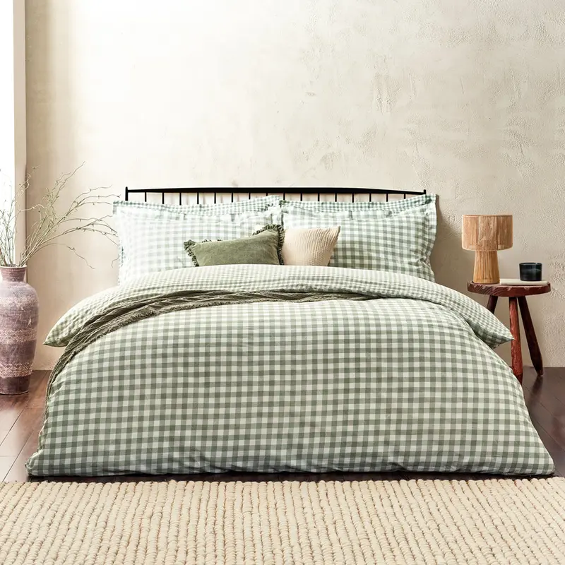 Barton Gingham Check Duvet Cover Set Forest 1
