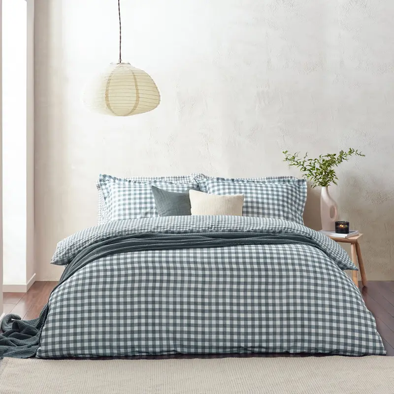 Barton Gingham Check Duvet Cover Set Navy 1