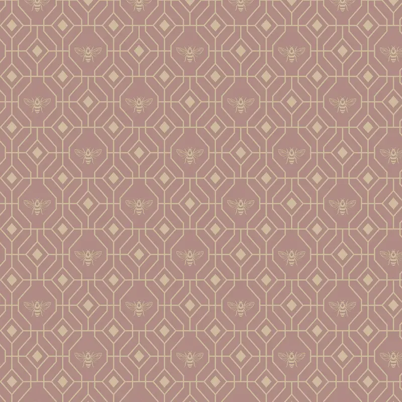 Bee Deco Gold Foil Wallpaper Sample Blush 1