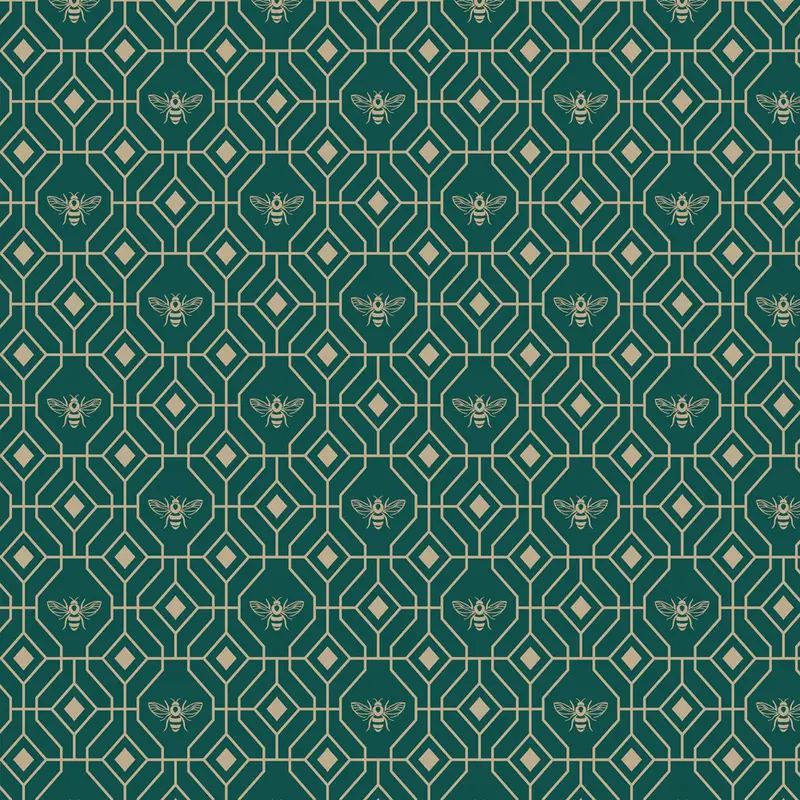 Bee Deco Gold Foil Wallpaper Sample Emerald 1