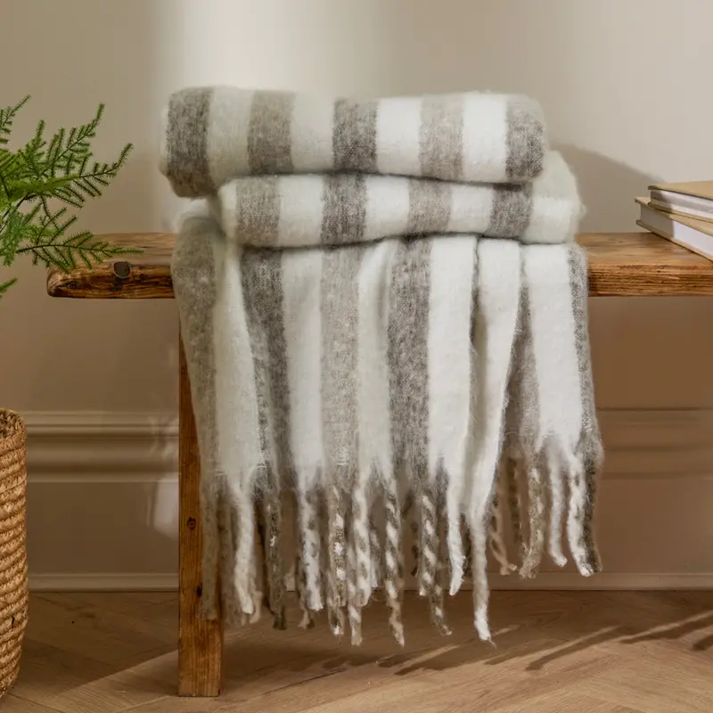Beechwood Woven Stripe Throw Heath 1