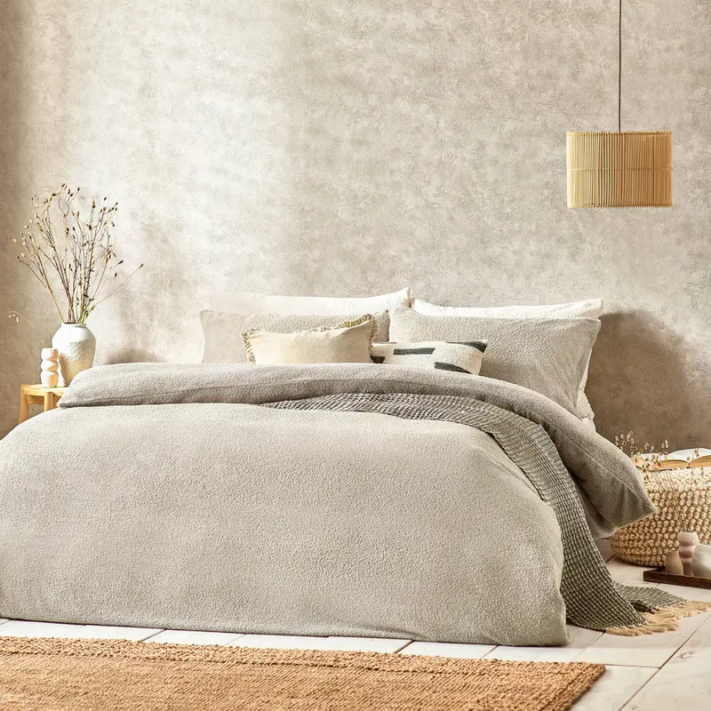 Boucle Duvet Cover Set Greige 1