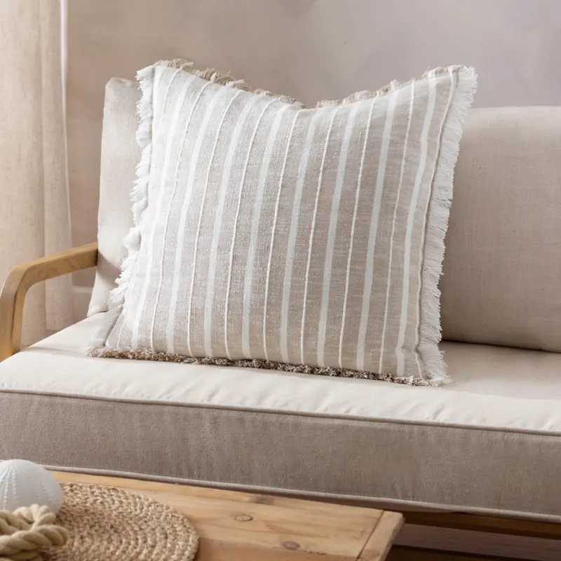 Bowman Striped Cushion Natural 1