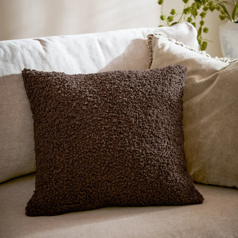 Cabu Chunky Boucle Cushion Chocolate 1