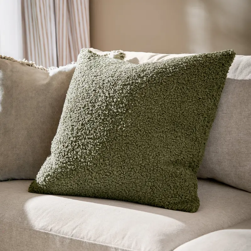 Cabu Chunky Boucle Cushion Khaki 1