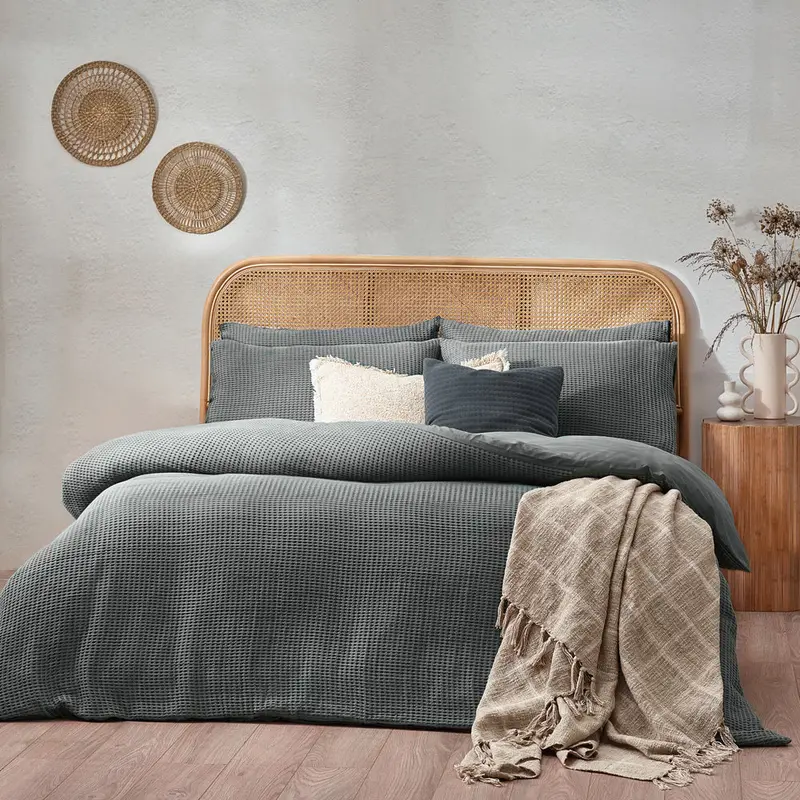 Chunky Waffle Duvet Cover Set Dusk 1