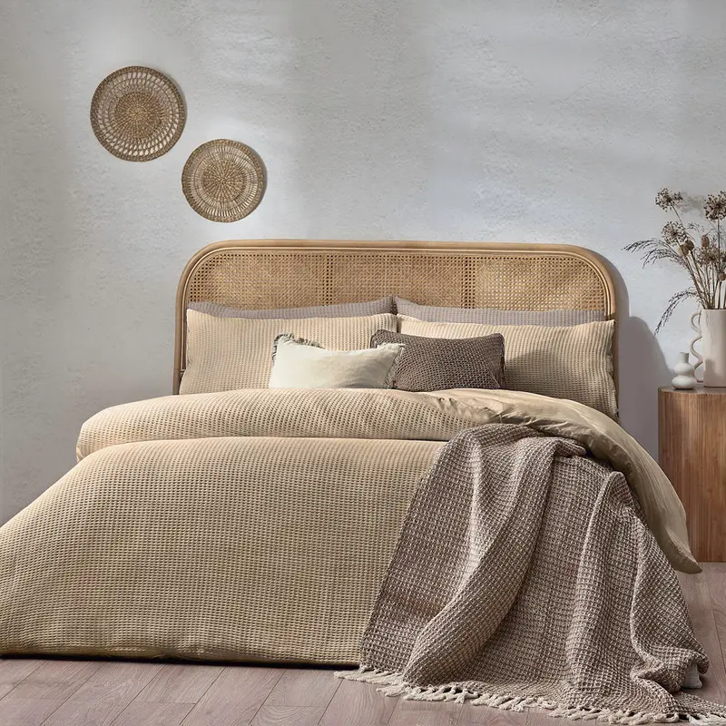 Chunky Waffle Duvet Cover Set Linen 1
