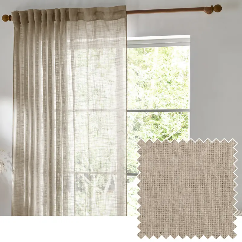 Cirrus Woven Sheer Curtain Panel Linen 1