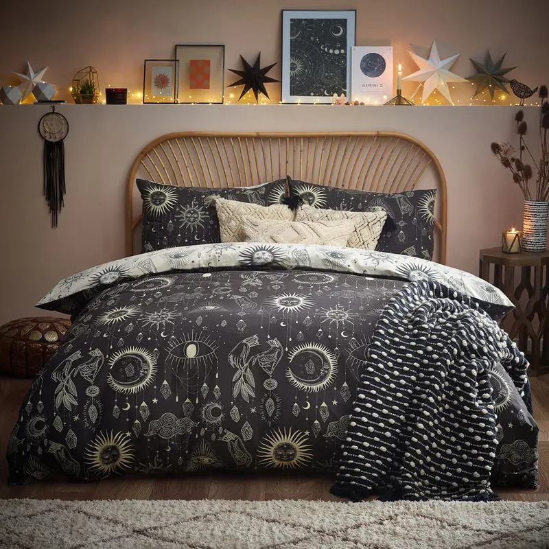 Constellation Celestial Duvet Cover Set Charcoal/Cream 1