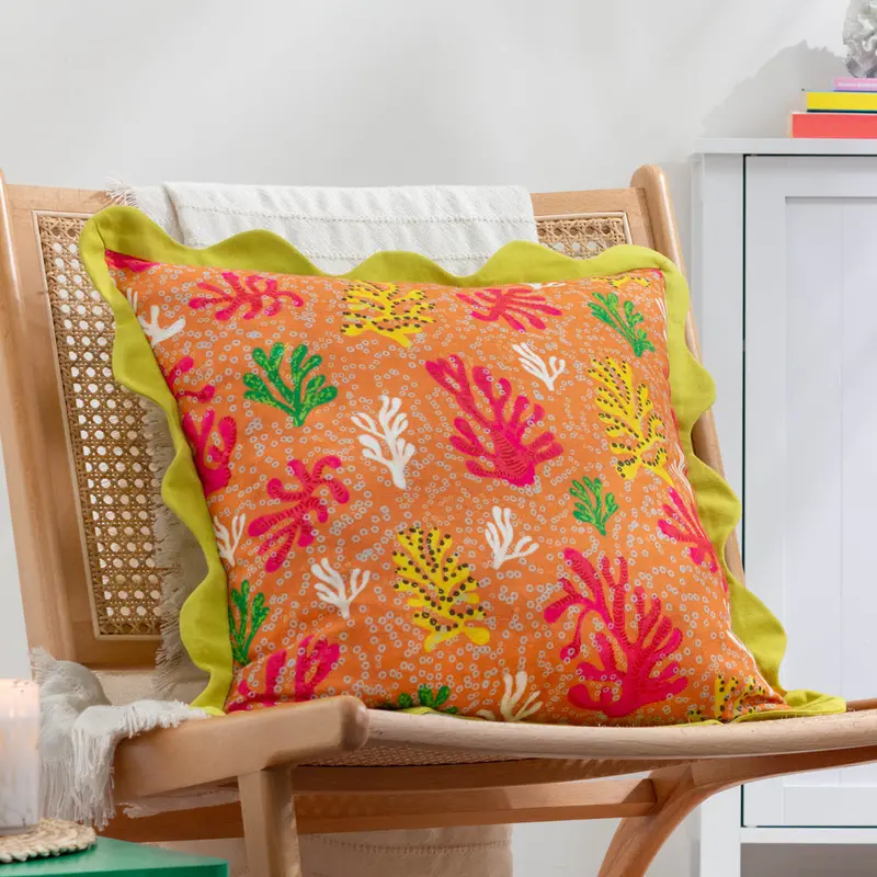 Coral Scalloped Cushion Citronelle 1