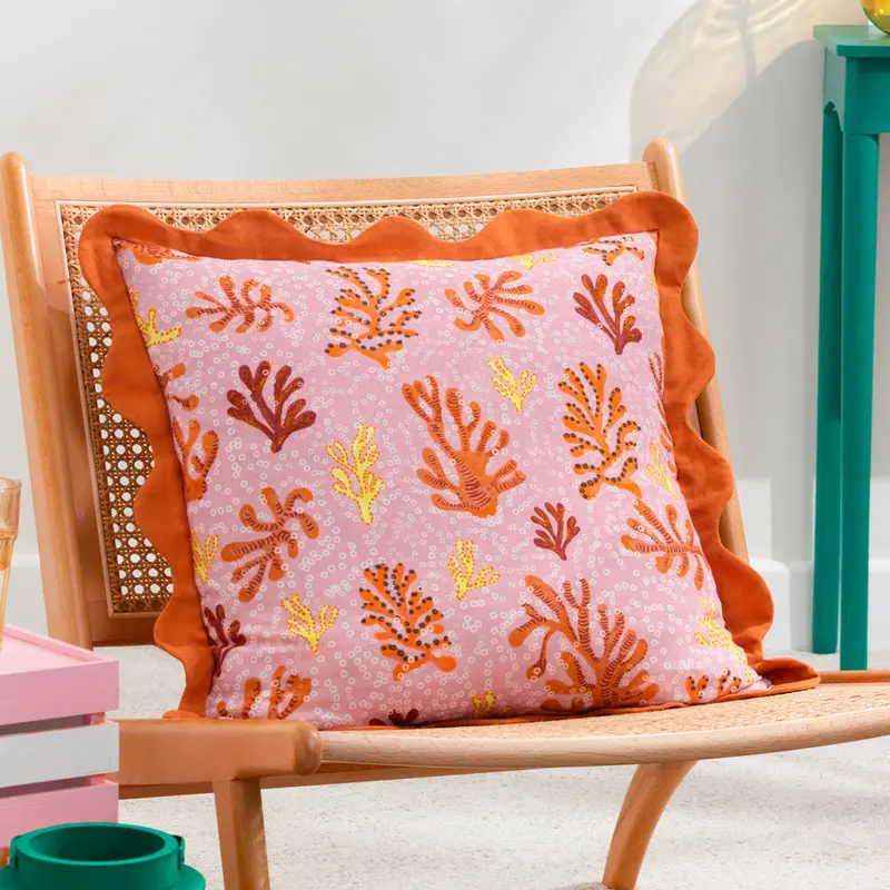 Coral Scalloped Cushion Sandy Pink 1