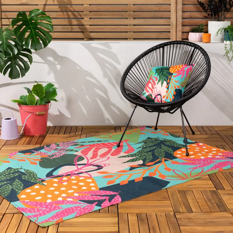 Coralina 120X170cm Outdoor Washable Rug Aqua/Pink 1