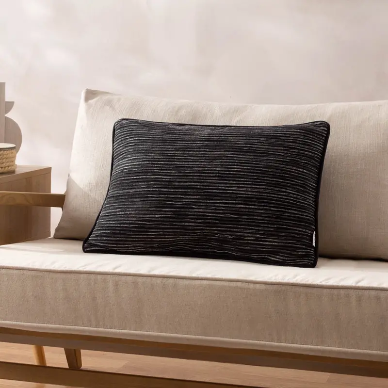 Cove Ribbed Cushion Black 1