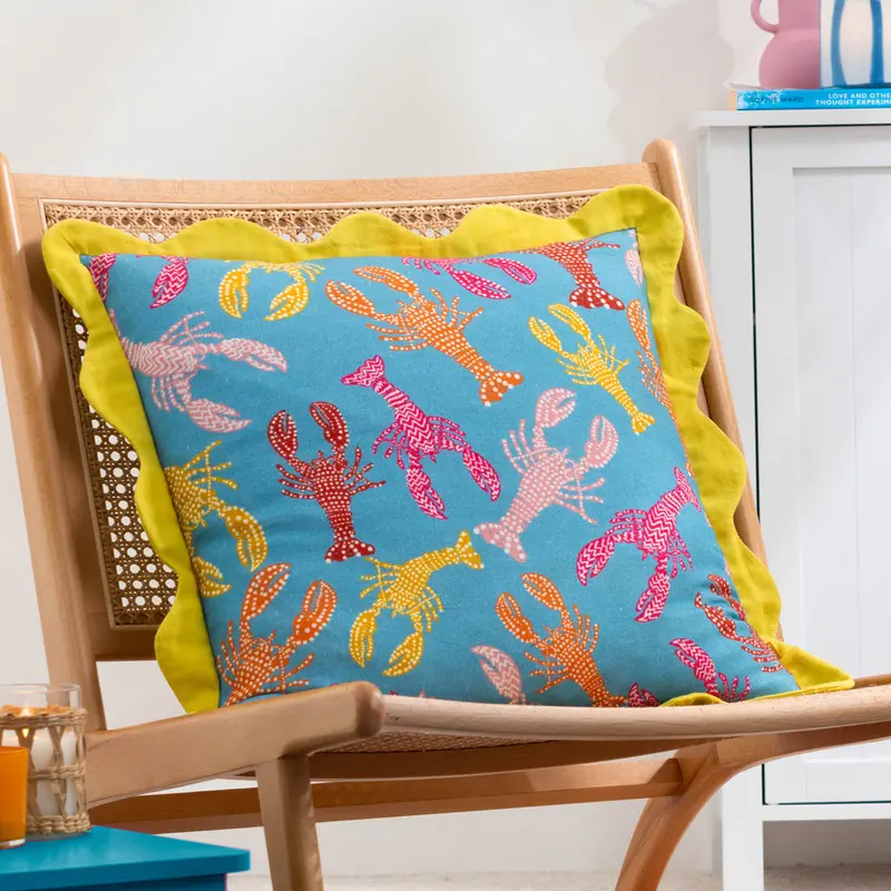 Crustaceans Scalloped Cushion Aqua 1