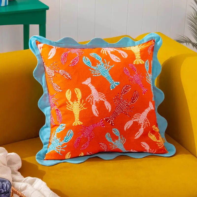 Crustaceans Scalloped Cushion Orange 1