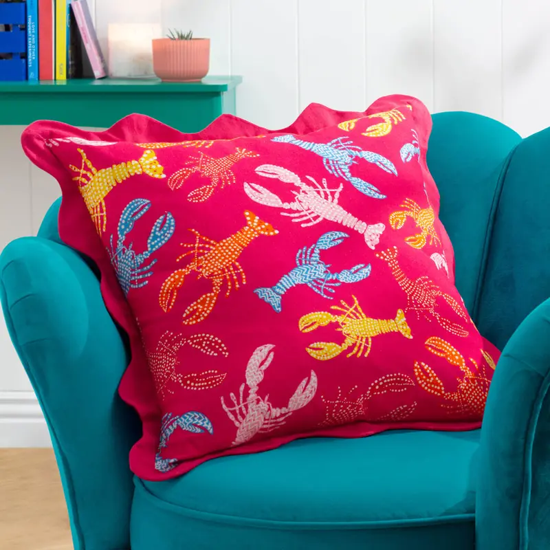 Crustaceans Scalloped Cushion Pink 1