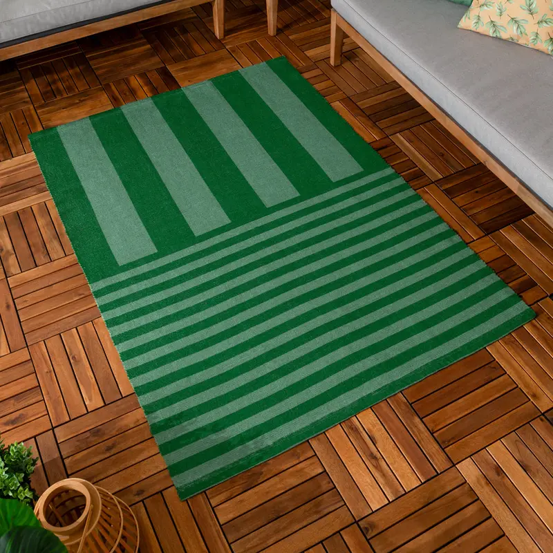 Deck Stripe Printed Indoor/Outdoor Rug Green 1