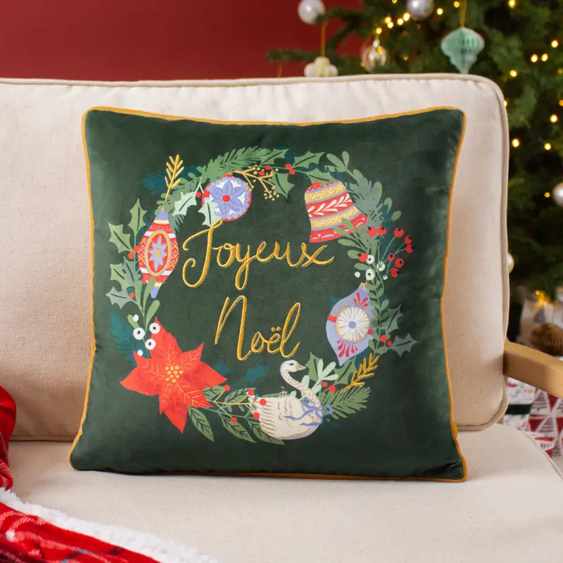 Deck The Halls Cushion Pine Green 1