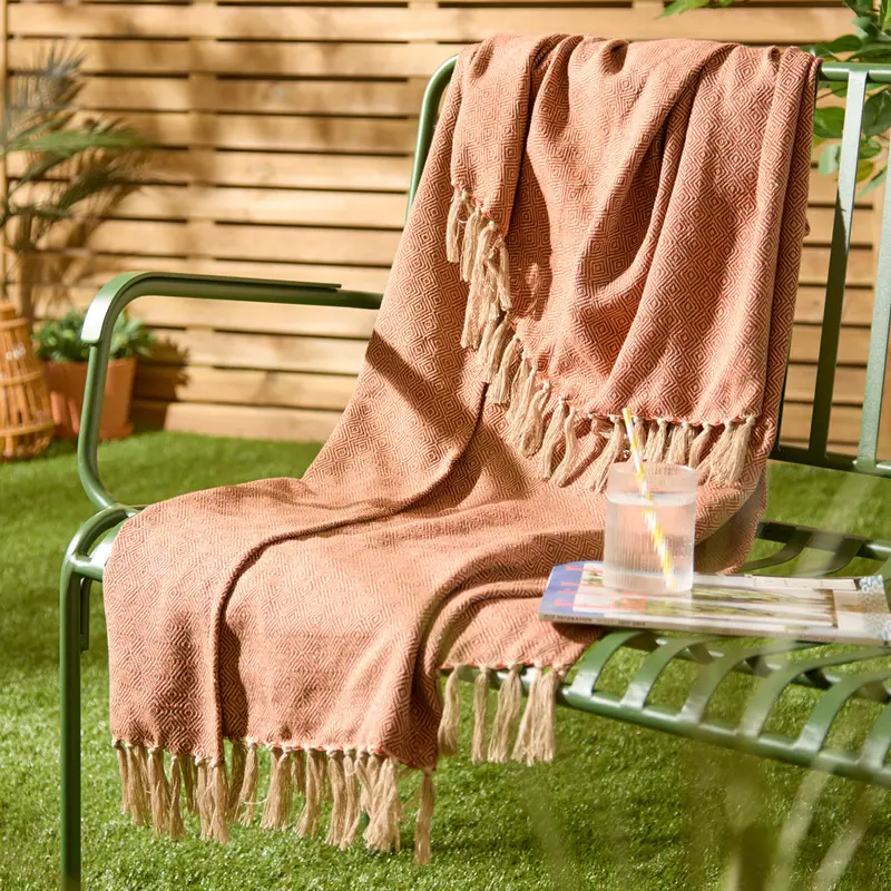 Dessa Woven Indoor/Outdoor Throw Terracotta 1
