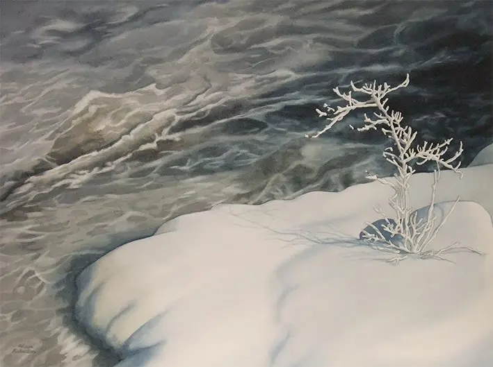 February Flow, Watercolour On Panel, 18 X 24" (Sold) 1
