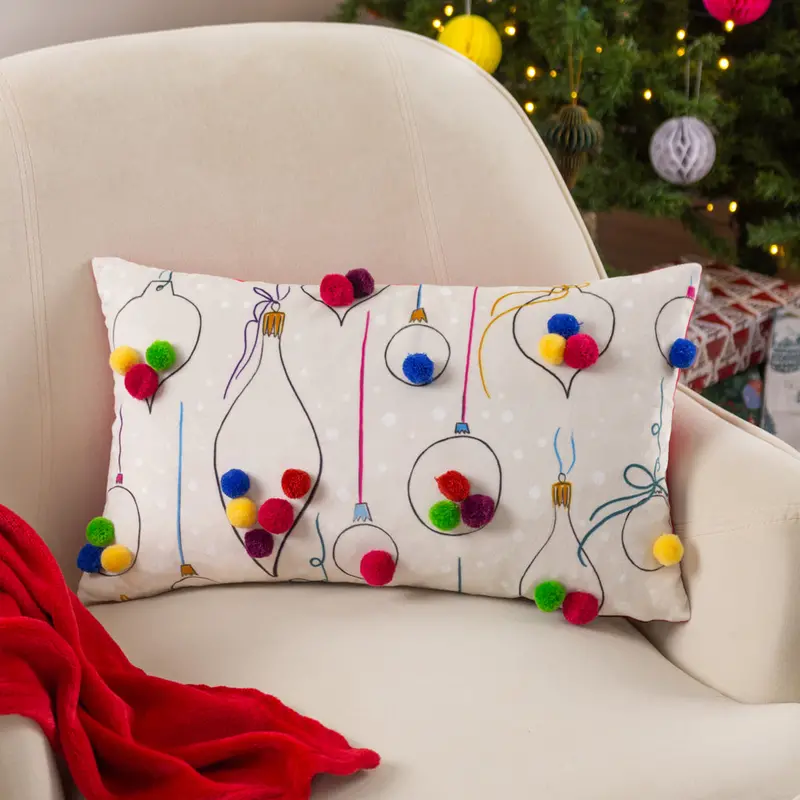 Festive-Val Baubles Cushion Pink 1