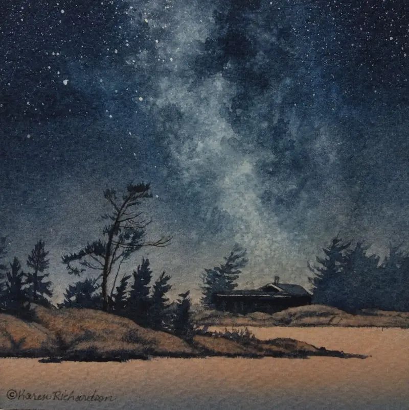 Finding Peace, Watercolour On Panel, 5 X 5" New 1