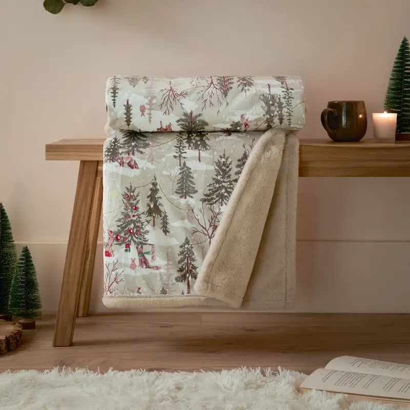 Forest Festivities Faux Fur Throw Natural 1
