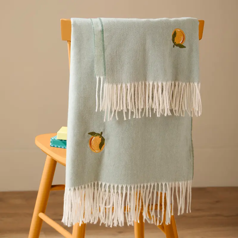 Fruits Lightweight Embroidered Throw Zesty Orange 1