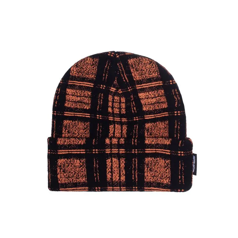 Fucking Awesome Distorted Plaid Beanie - Orange/Black 1