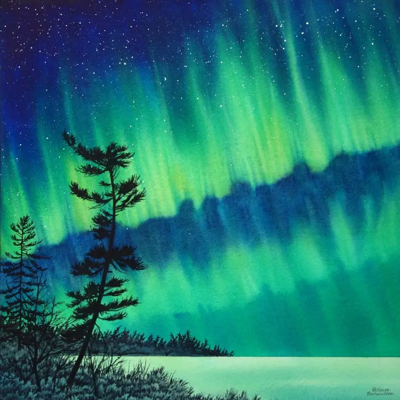 Guardian Of The Sky, Watercolour On Panel, 12 X 12" New 1