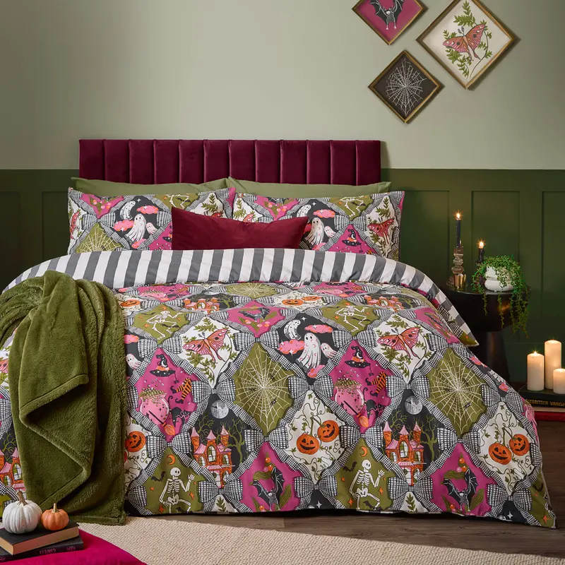Hallowquin Spooky Reversible Duvet Cover Set Multicolour 1