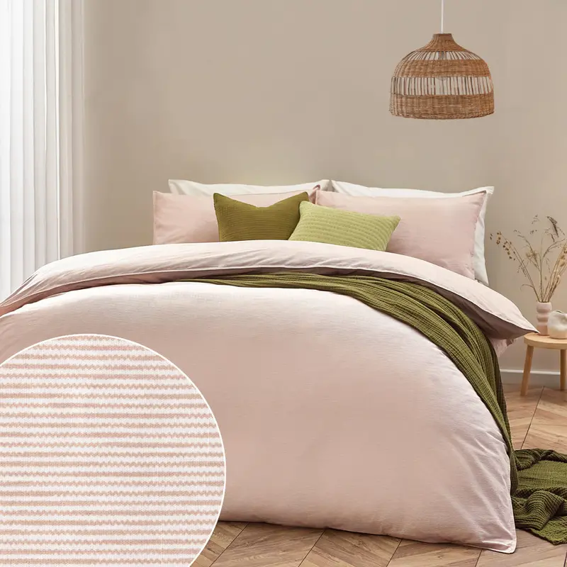 Heaton Stripe Duvet Cover Set Baked Earth 1