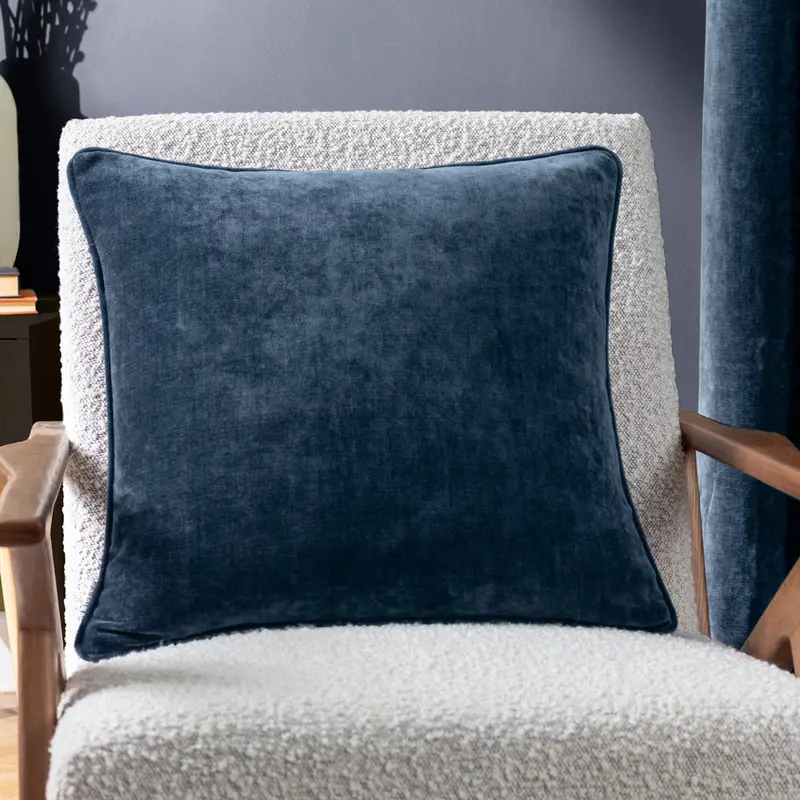 Heavy Chenille Piped Cushion Navy 1