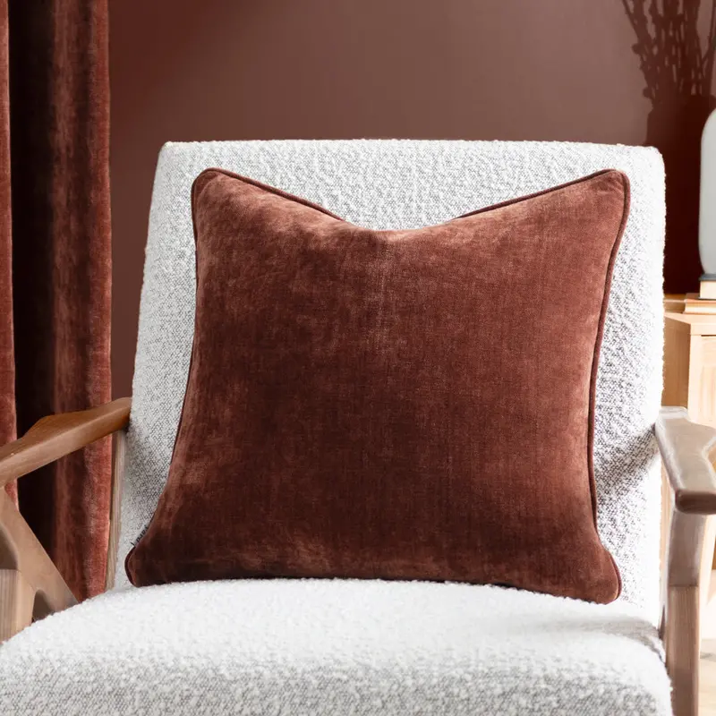 Heavy Chenille Piped Cushion Nutmeg 1