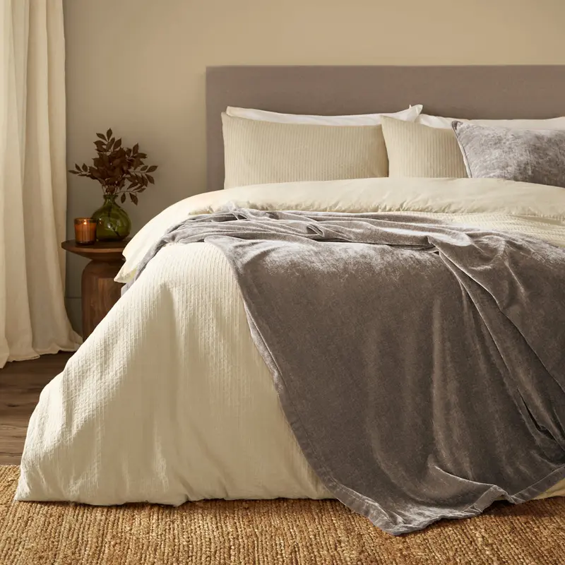 Heavy Chenille Velvet Throw Greige 1