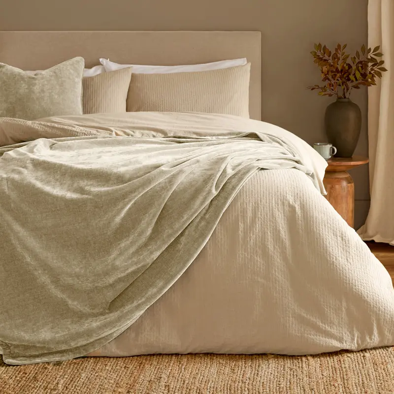 Heavy Chenille Velvet Throw Linen 1