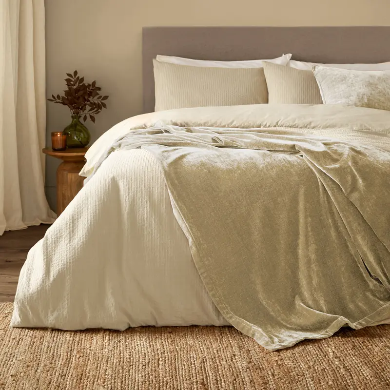 Heavy Chenille Velvet Throw Natural 1