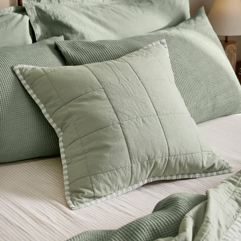 Hebden 100% Cotton Cushion Eucalyptus/Bay Green 1