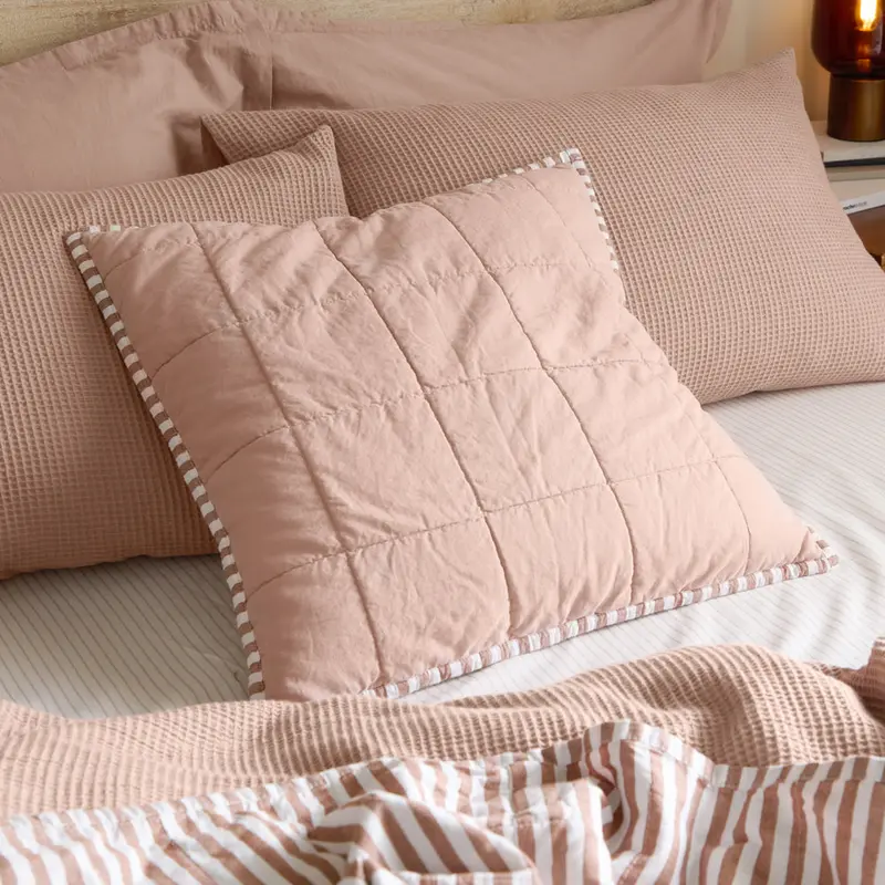 Hebden 100% Cotton Cushion Pecan/Cotta 1