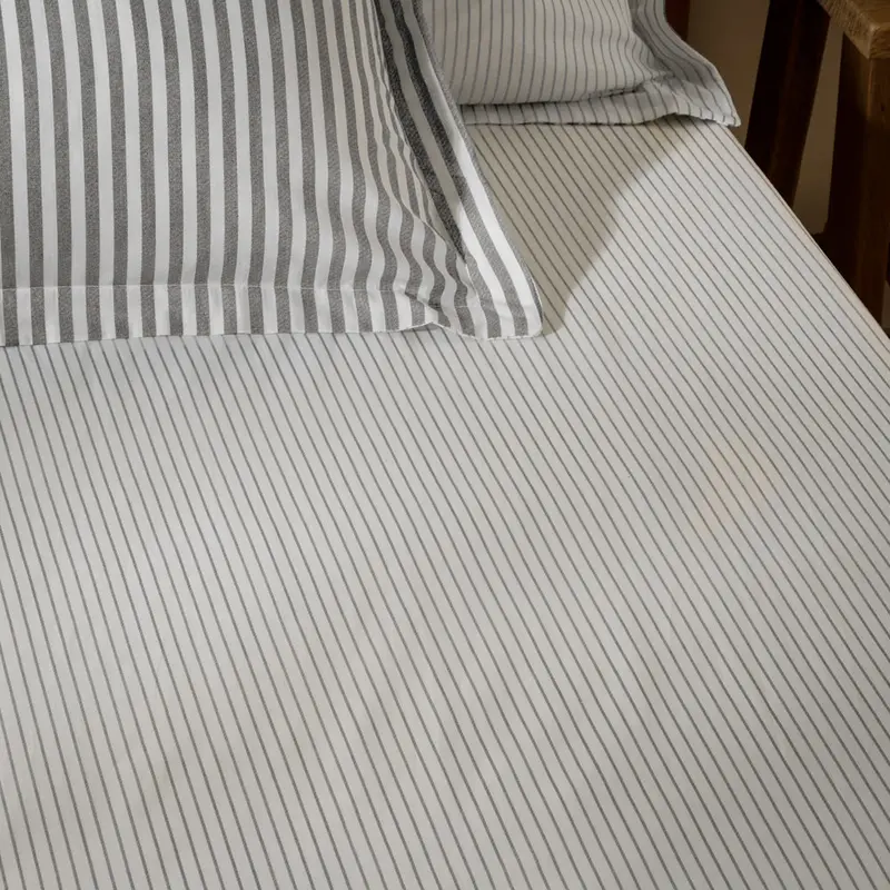 Hebden 100% Cotton Narrow Stripe Fitted Bed Sheet Grey 1