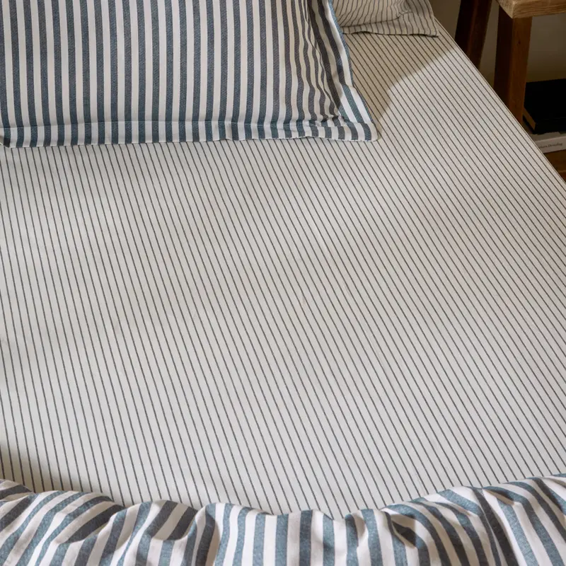 Hebden 100% Cotton Narrow Stripe Fitted Bed Sheet Navy 1