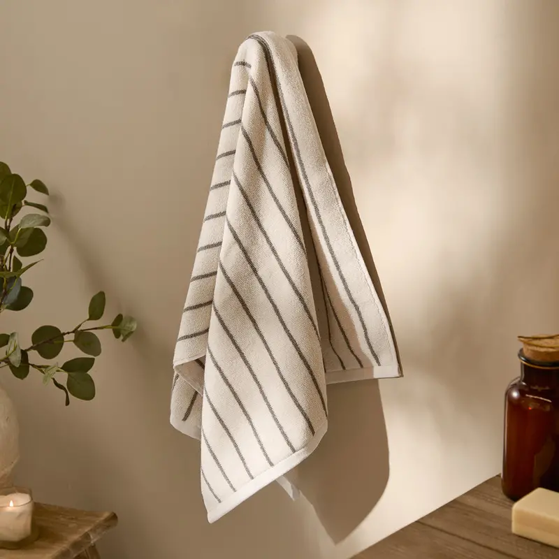 Hebden Narrow Stripe 100% Cotton Towels Mole 1