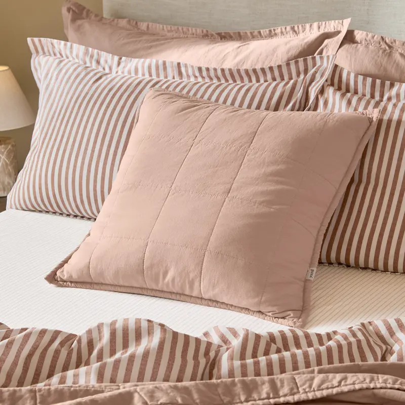 Hebden Quilted Washed Cotton Cushion Cotta 1