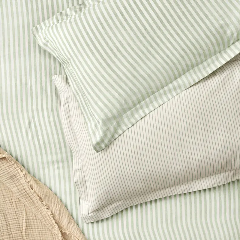 Hebden Stripe 100% Cotton Pillowcase Pair Eucalyptus 1