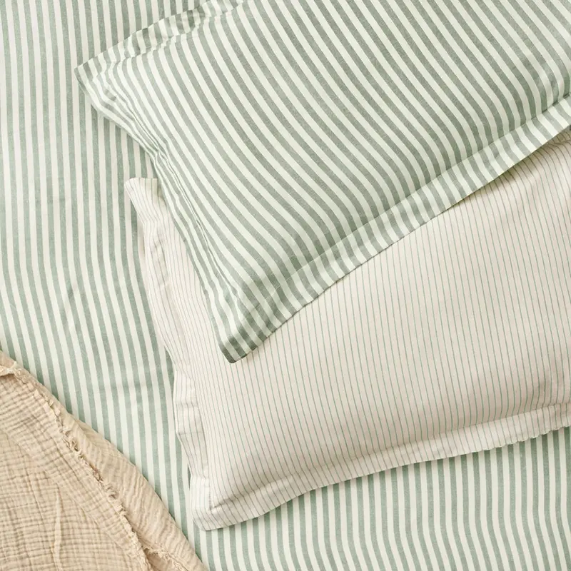 Hebden Stripe 100% Cotton Pillowcase Pair Forest 1