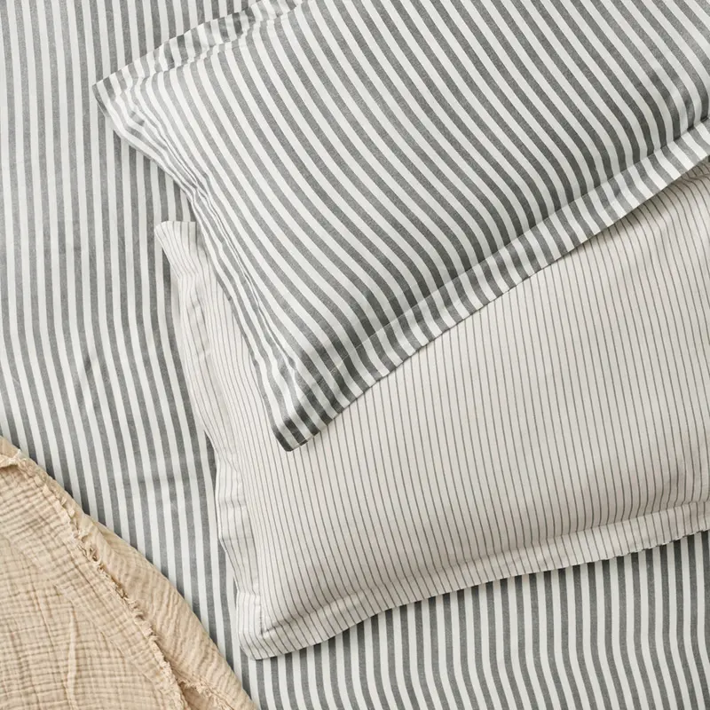 Hebden Stripe 100% Cotton Pillowcase Pair Grey 1